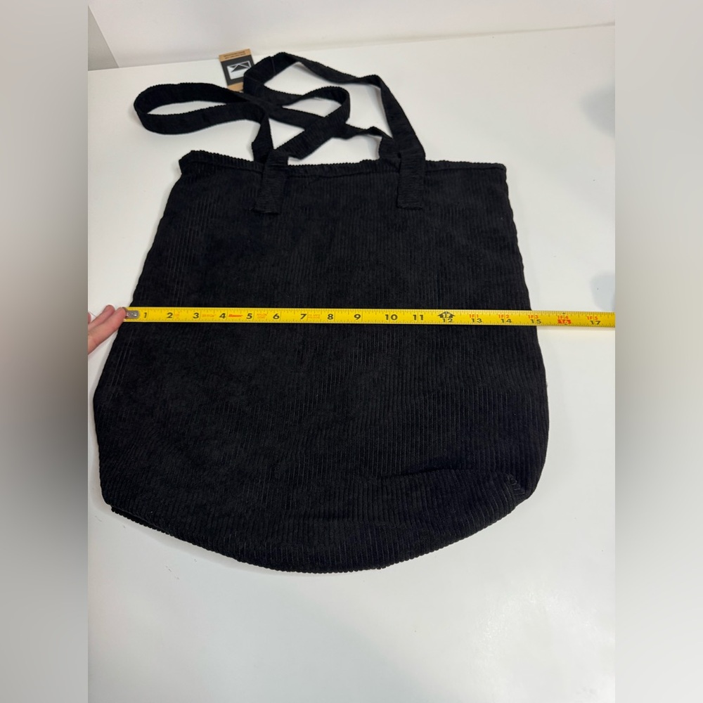 Dikotomy Black Corduroy Large Shoulder Tote Bag Oversized Everyday Carryall NWT - Picture 7 of 7